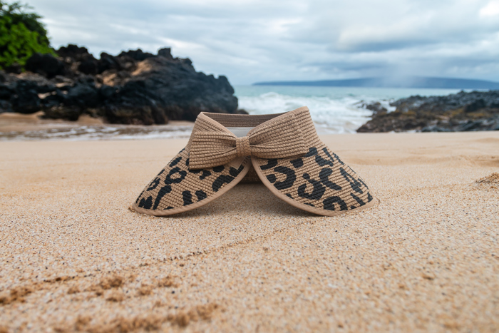 DaniEmCo Leopard Bow Visor |  Roll Up Travel Design | Easy Travels Sun Shade | Summer Vacation Accessory