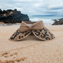 Khaki DaniEmCo Leopard Bow Visor |  Roll Up Travel Design | Easy Travels Sun Shade | Summer Vacation Accessory