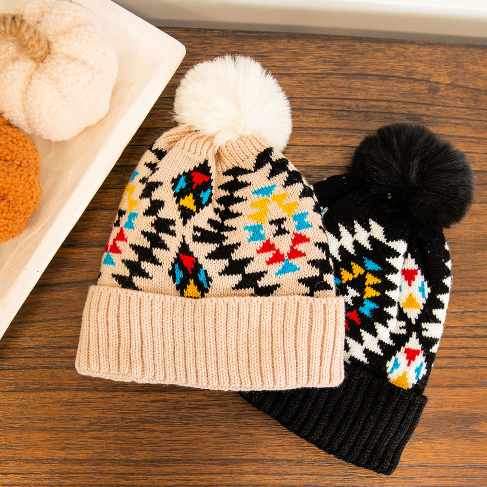 DaniEmCo AZTEC BEANIE | Soft & Comfy Pom Hat | 2 Colors