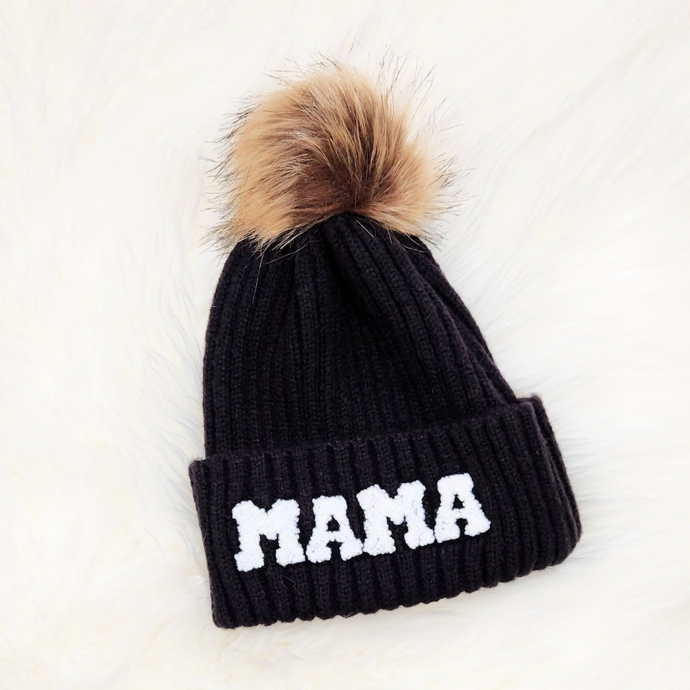 DaniEmCo CHENILLE MAMA BEANIE | Faux Fur Pom | Super Cozy