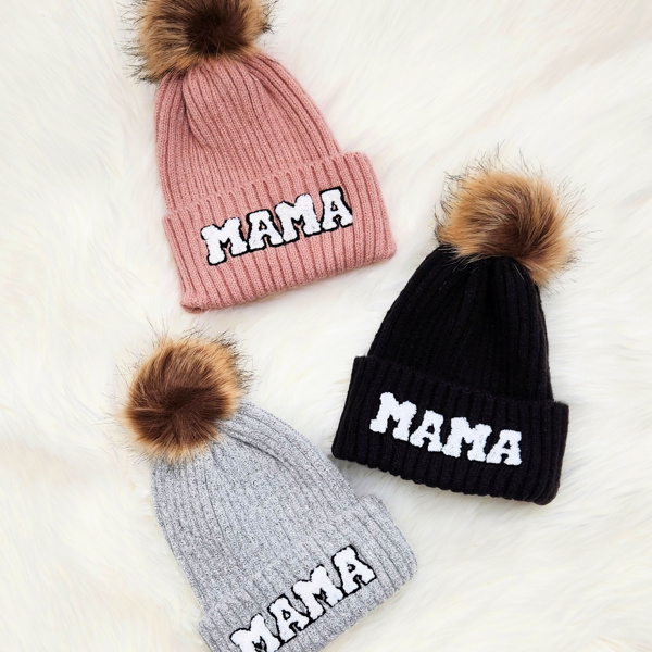 DaniEmCo CHENILLE MAMA BEANIE Faux Fur Pom Super Cozy - Main Image