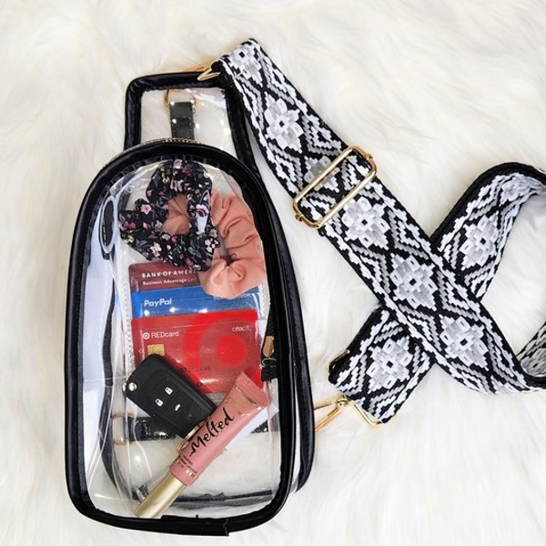 DaniEmCo CLEAR Stadium Sling Bag | Pattern Strap | Trendy Boutique Bag