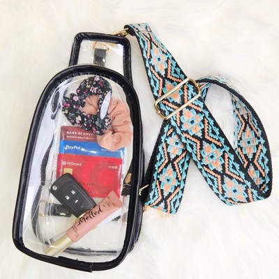 DaniEmCo Clear Stadium Sling Bag + Removable Boho Pattern Strap – Trendy Crossbody Bag