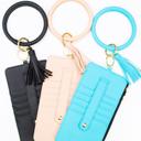 CREAM DaniEmCo GEORGIA KEY RING BANGLE WALLET | Holds CC | Zipper Pocket