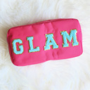 HOT PINK GLAM DaniEmCo Chenille Letter Patch Cosmetic Make Up Bag | Mama | Stuff | Glam