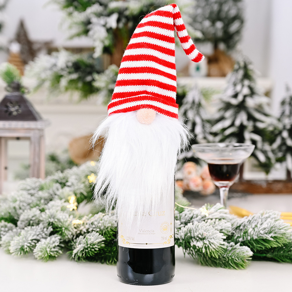 DaniEmCo 4 Pack GNOME Wine Bottle Covers | Christmas | Holiday Neighbor Gifts