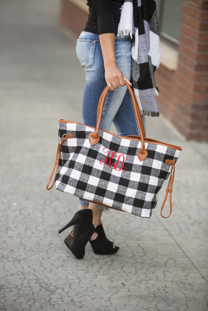 DaniEmCo CHECKER BUFFALO TOTE | Soft Flannel | Optional Monogram | Personalized Bag