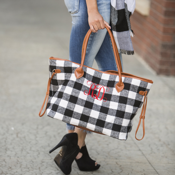 DaniEmCo CHECKER BUFFALO TOTE | Soft Flannel | Optional Monogram | Personalized Bag