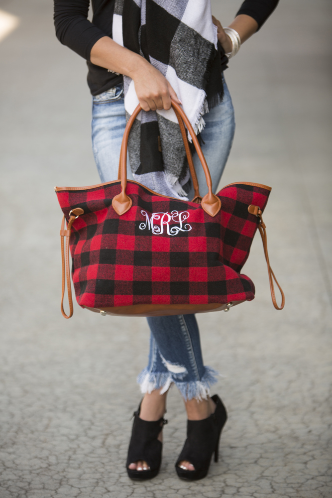 DaniEmCo CHECKER BUFFALO TOTE | Soft Flannel | Optional Monogram | Personalized Bag