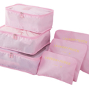 Light Pink DaniEmCo 6PC TRAVEL LUGGAGE ORGANIZER BAGS | Travel Bag Set | Easy Storage Bags