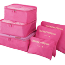 Hot Pink DaniEmCo 6PC TRAVEL LUGGAGE ORGANIZER BAGS | Travel Bag Set | Easy Storage Bags