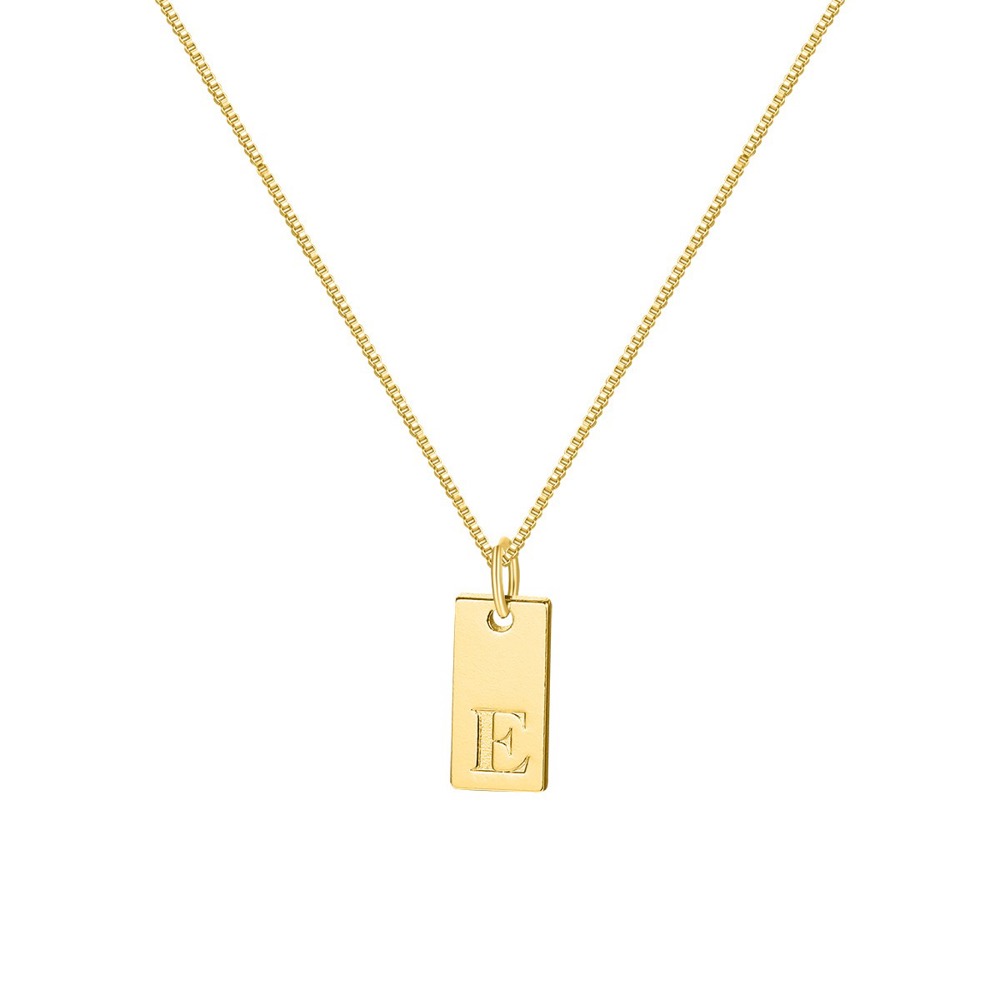 DaniEmCo Stamped Initial Letter Necklace | 18K Plated Gold | Personalized Jewelry Gift