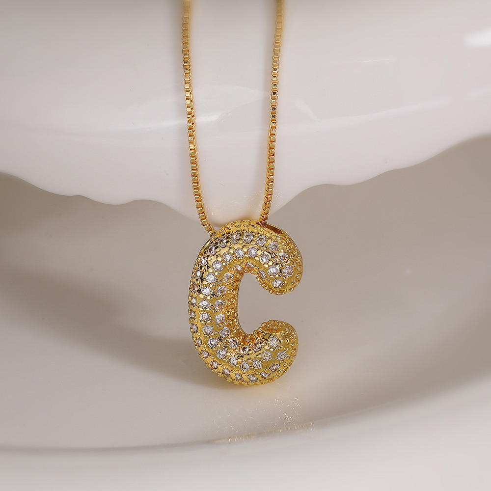 DaniEmCo JEWEL Bubble Initial Necklace | 18K Gold Plating