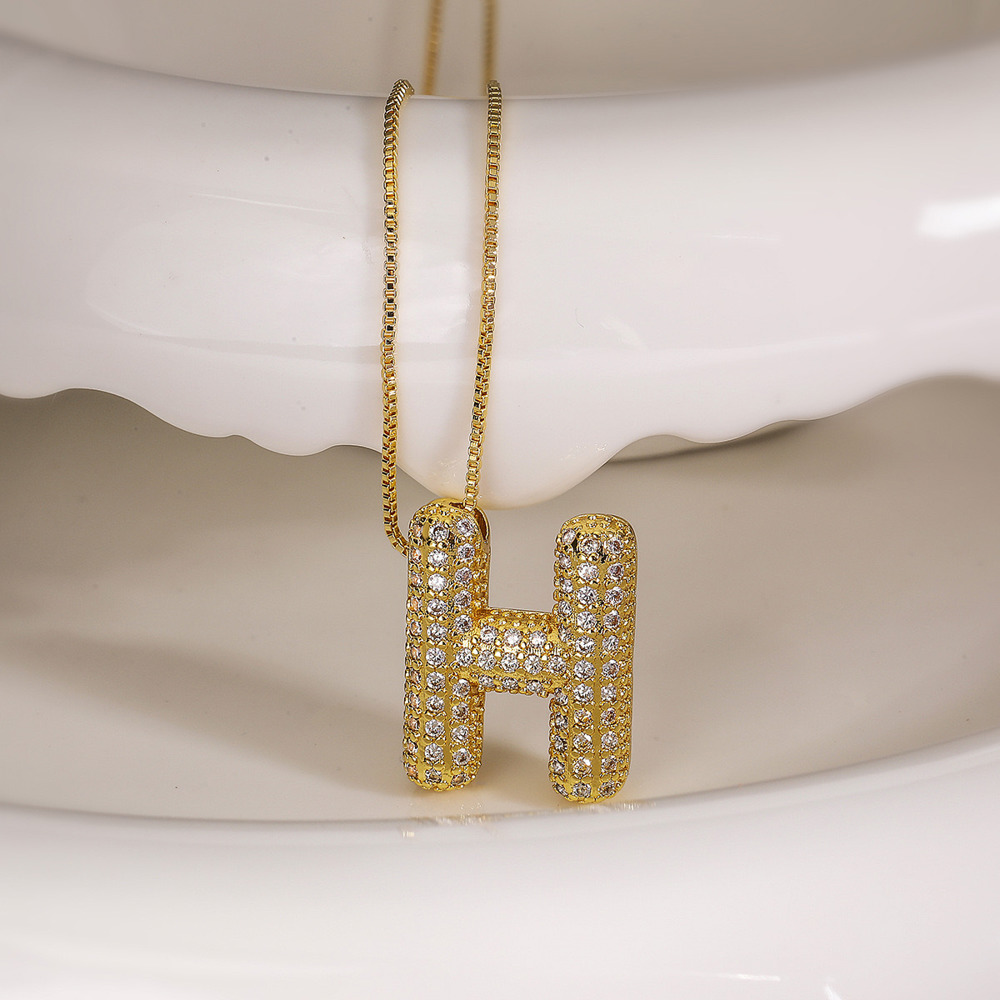 DaniEmCo JEWEL Bubble Initial Necklace | 18K Gold Plating