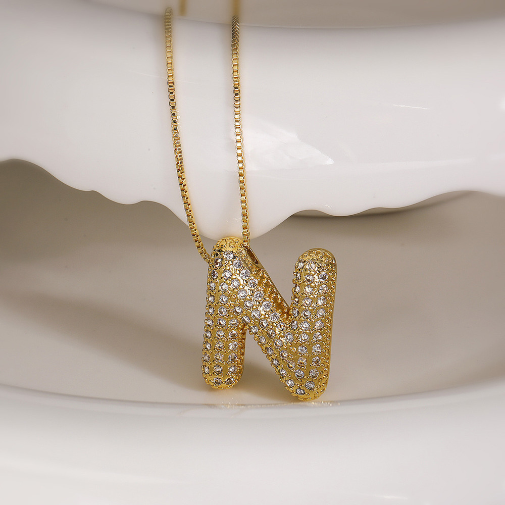 DaniEmCo JEWEL Bubble Initial Necklace | 18K Gold Plating