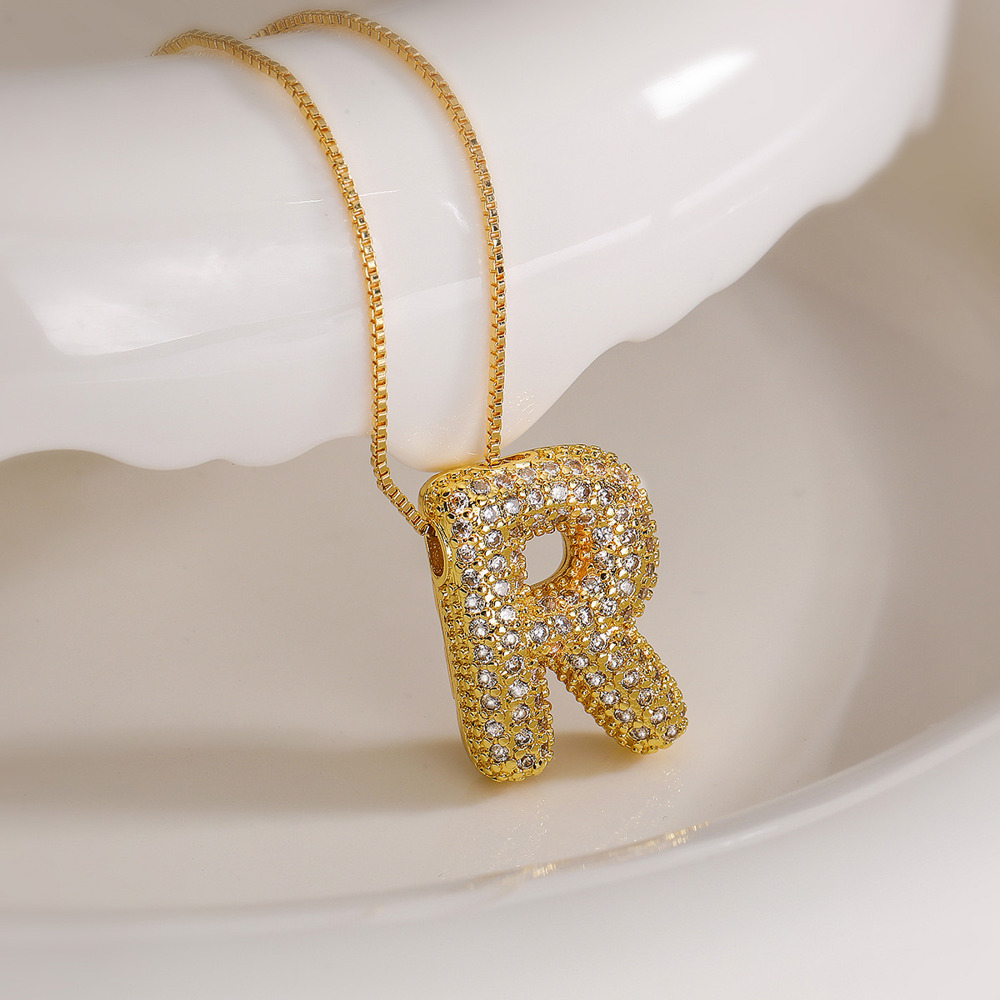 DaniEmCo JEWEL Bubble Initial Necklace | 18K Gold Plating