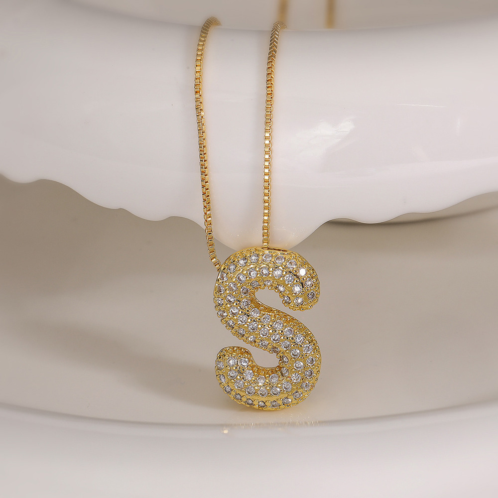 DaniEmCo JEWEL Bubble Initial Necklace | 18K Gold Plating