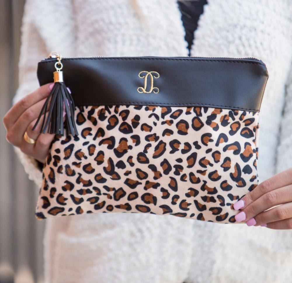 DaniEmCo MONOGRAM INITIAL LEOPARD POUCH | Personalized Gift | Bridesmaid Wedding Gifts