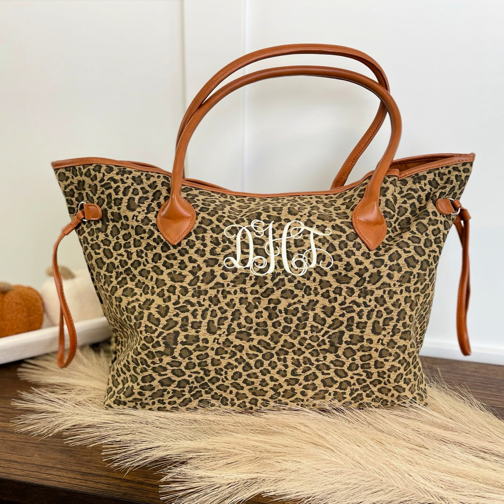 DaniEmCo LEOPARD MONOGRAM TOTE | Personalized Travel Bag | Lux Gift