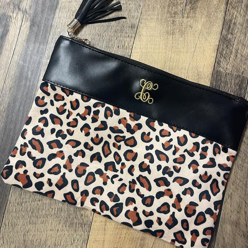 DaniEmCo MONOGRAM INITIAL LEOPARD POUCH | Personalized Gift | Bridesmaid Wedding Gifts