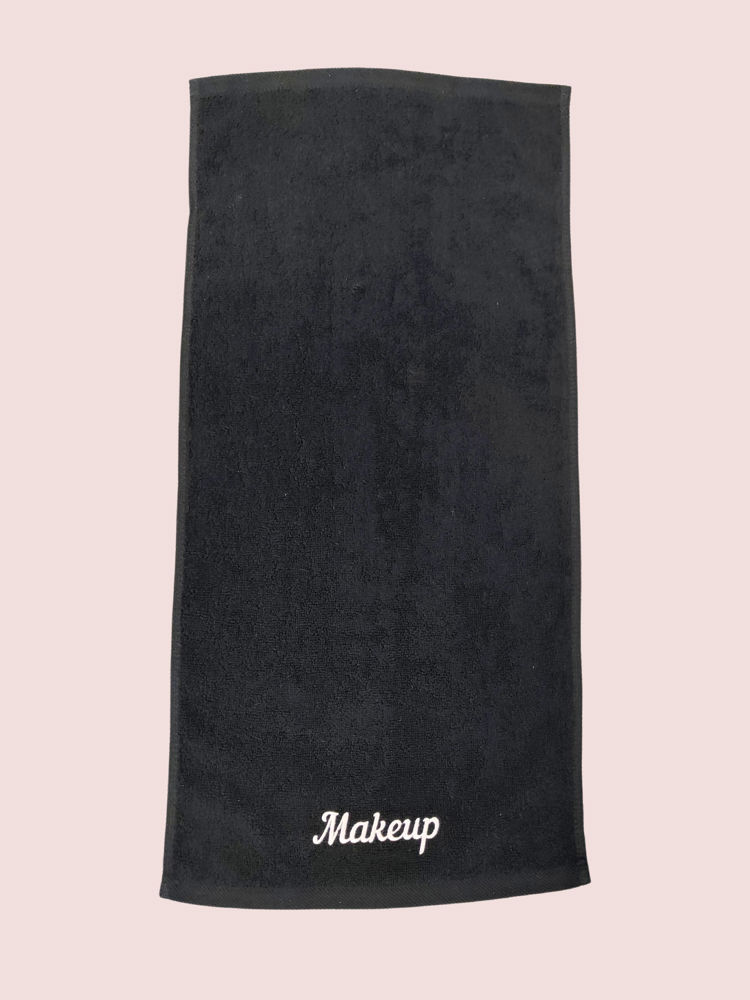 DaniEmCo No Worry Black EMBROIDERED Makeup Towel | Face Care | No More White Towels Ruined