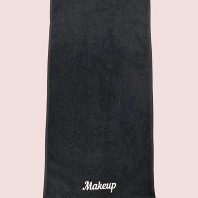 DaniEmCo No Worry Black EMBROIDERED Makeup Towel | Face Care | No More White Towels Ruined | Stocking Stuffer