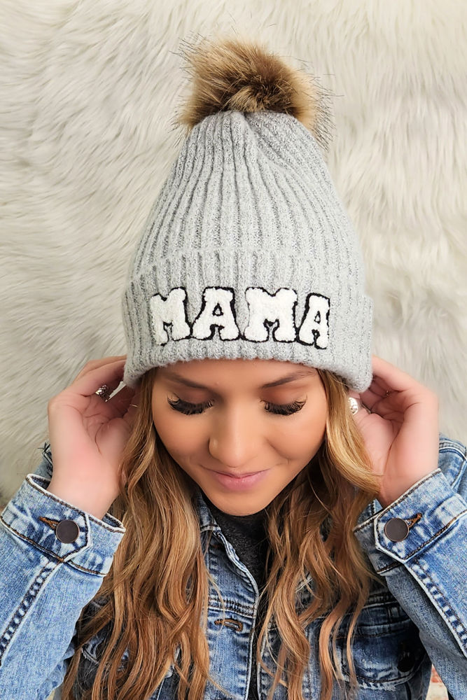 DaniEmCo CHENILLE MAMA BEANIE | Faux Fur Pom | Super Cozy