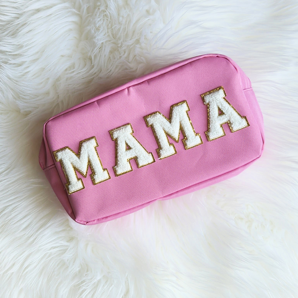 DaniEmCo Chenille Letter Patch Cosmetic Make Up Bag | Mama | Stuff | Glam