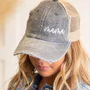  DaniEmCo MAMA DISTRESSED MESSY BUN Cap | Embroidered Hat Design