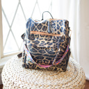 Brown Leopard DaniEmCo MELEA Convertible Backpack | Vegan Leather Handbag | Removable Bag Strap