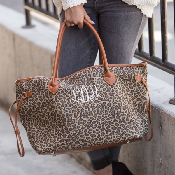 DaniEmCo LEOPARD MONOGRAM TOTE | Personalized Travel Bag | Lux Gift