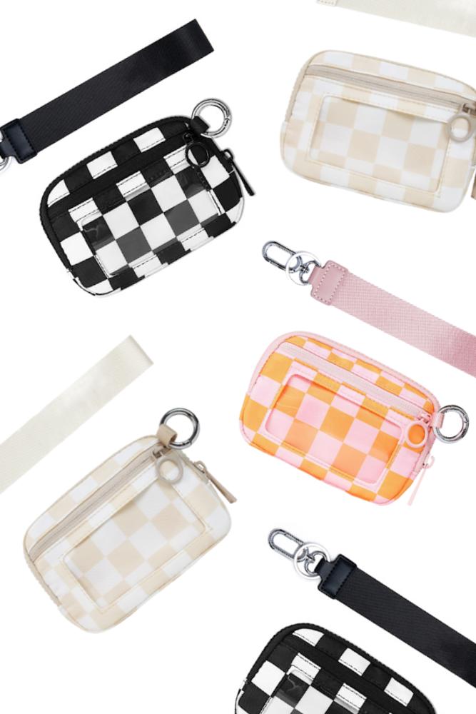 DaniEmCo Checker Wristlet Wallet | Clear ID Pouch | Grab & Go Trendy Wallets