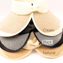 Cream DaniEmCo Two Tone Bow Beach Visor | Foldable Travel Hat | Roll Up Summer Hats