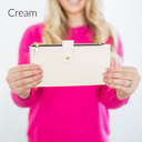 Cream DaniEmCo SLIM ZIPPER WALLET | Vegan Leather | Clear ID Pocket | 14 CC Slots | All-In-One Card Organizer