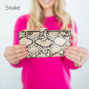 Snake DaniEmCo SLIM ZIPPER WALLET | Vegan Leather | Clear ID Pocket | 14 CC Slots | All-In-One Card Organizer