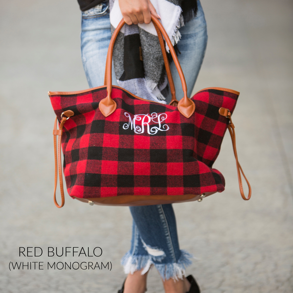 DaniEmCo CHECKER BUFFALO TOTE | Soft Flannel | Optional Monogram | Personalized Bag