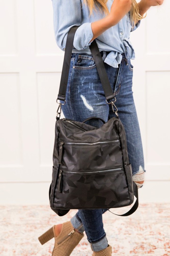 DaniEmCo RORY Nylon Convertible Backpack | Optional Monogram | Everyday Handbag | Diaper Bag