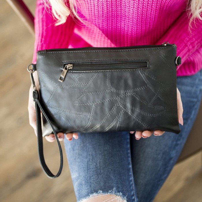 DaniEmCo Skya Black Crossbody Clutch | 2 Ways To Wear | Boutique Style | Studded Design Bag