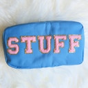 Blue Stuff DaniEmCo Chenille Letter Patch Cosmetic Make Up Bag | Mama | Stuff | Glam