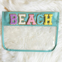 Mint DaniEmCo VARSITY CHENILLE LETTER POUCH | Travel Bag | Clear Design | Organizing Bags