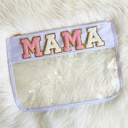 Mama DaniEmCo VARSITY CHENILLE LETTER POUCH | Travel Bag | Clear Design | Organizing Bags