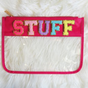 Stuff DaniEmCo VARSITY CHENILLE LETTER POUCH | Travel Bag | Clear Design | Organizing Bags