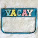 Teal DaniEmCo VARSITY CHENILLE LETTER POUCH | Travel Bag | Clear Design | Organizing Bags