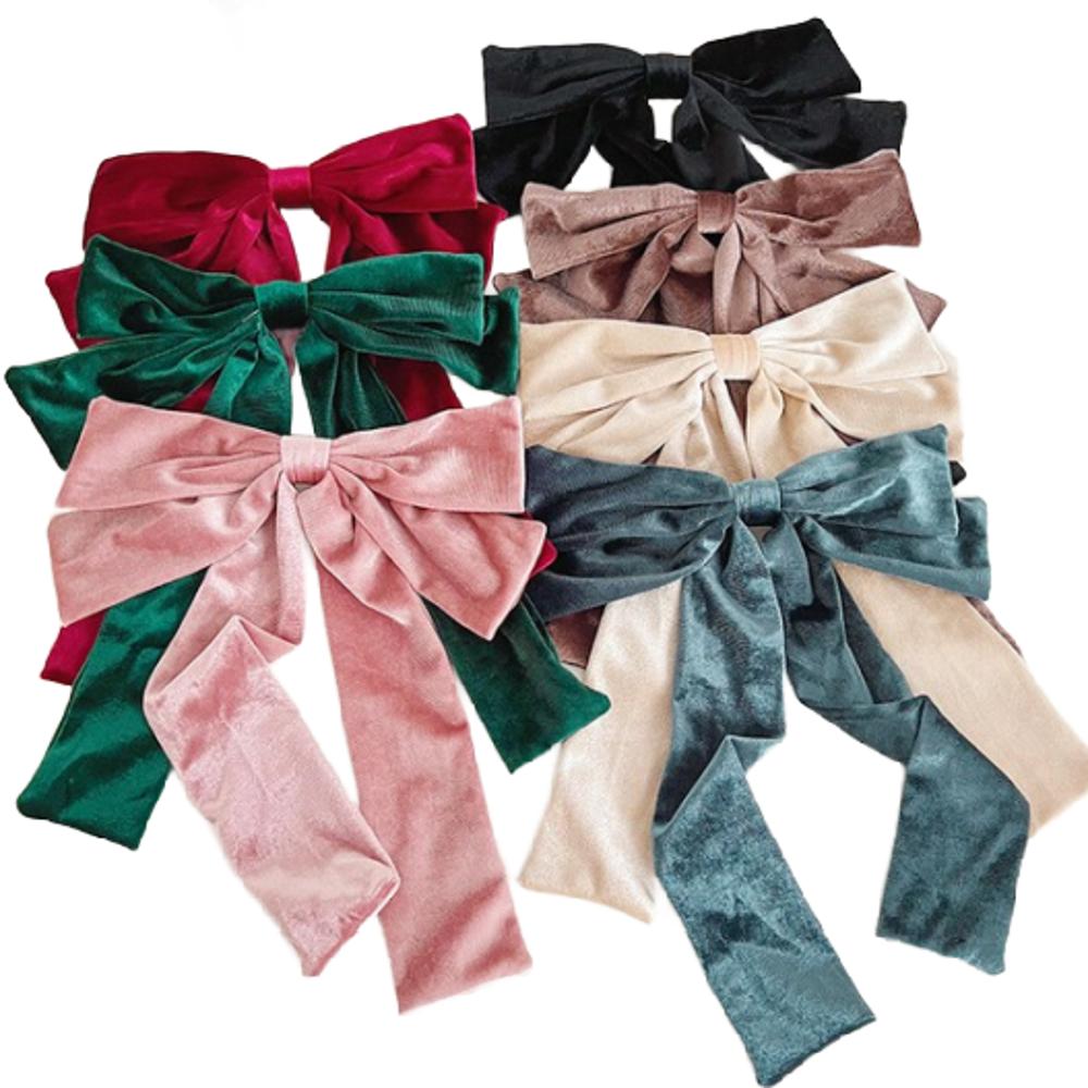 DaniEmCo Velvet Bow Hair Clip | 7 Colors | Velvety Soft Hair Barrette Clips