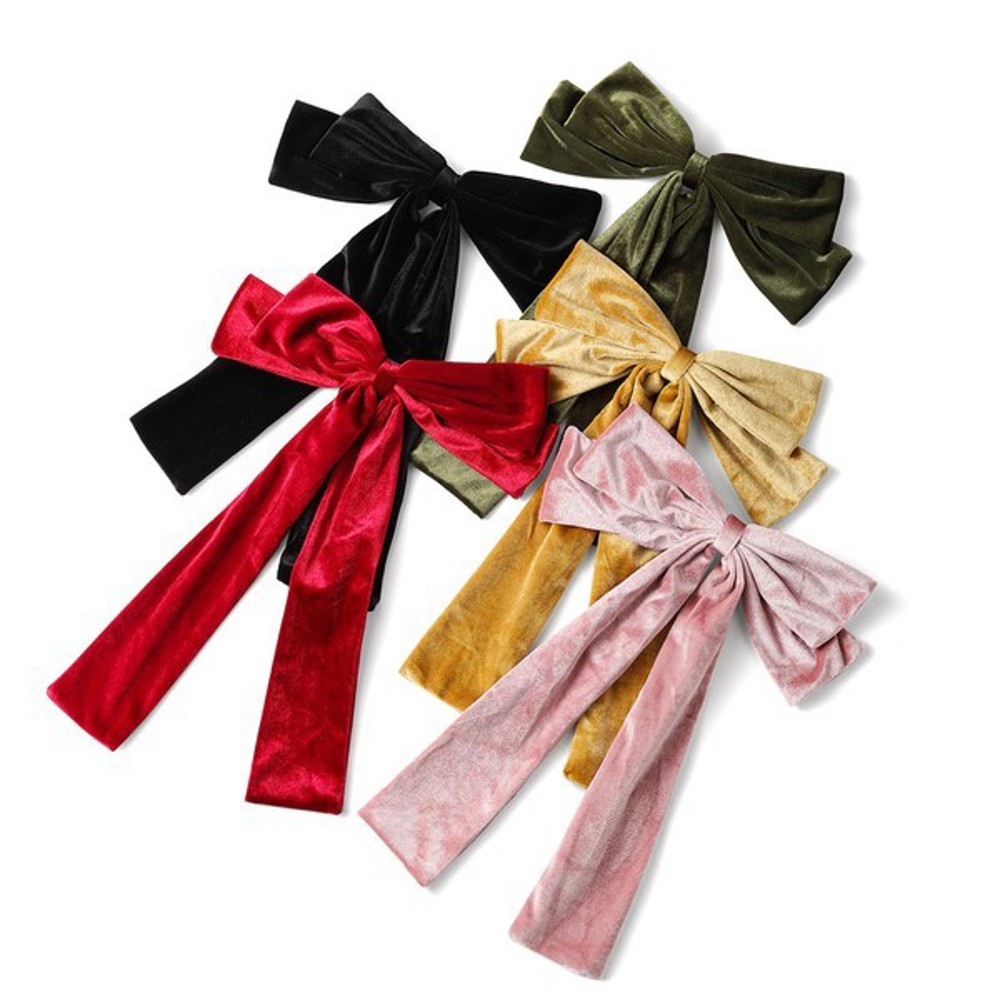 DaniEmCo Velvet Bow Hair Clip | 7 Colors | Velvety Soft Hair Barrette Clips