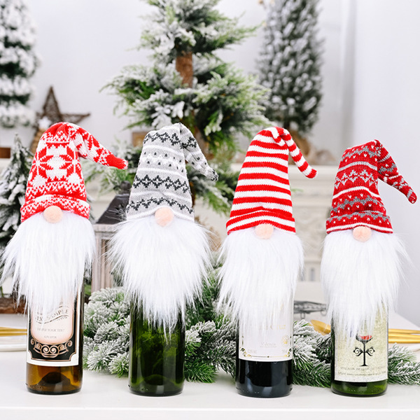 DaniEmCo 4 Pack GNOME Wine Bottle Covers | Christmas | Holiday Neighbor Gifts