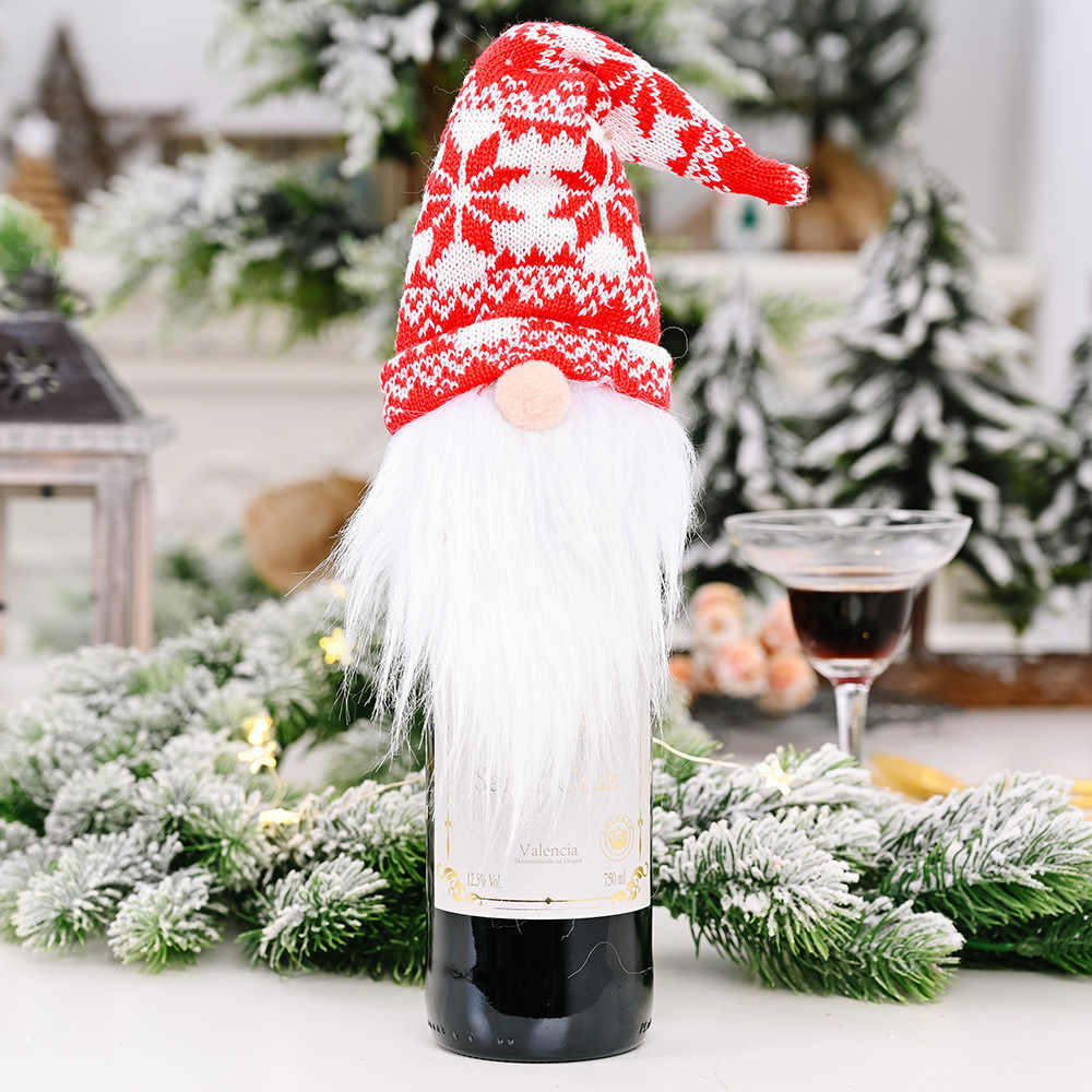 DaniEmCo 4 Pack GNOME Wine Bottle Covers | Christmas | Holiday Neighbor Gifts