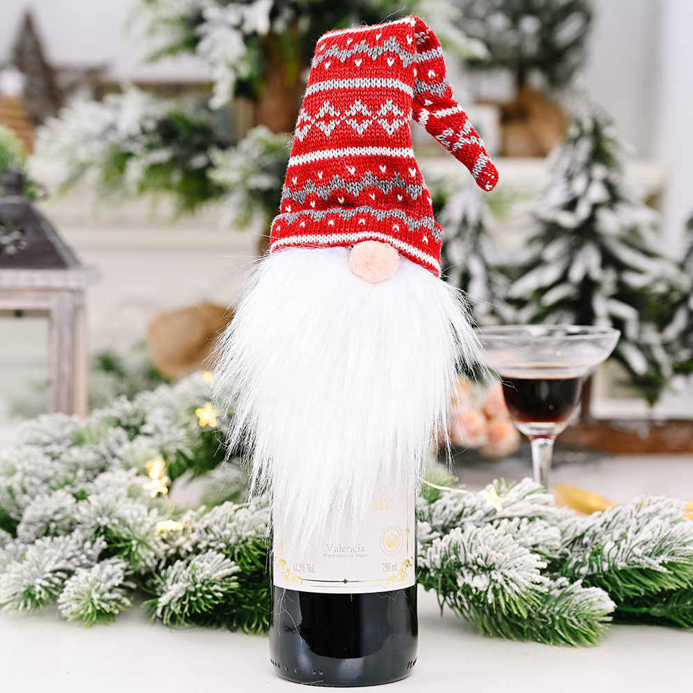 DaniEmCo 4 Pack GNOME Wine Bottle Covers | Christmas | Holiday Neighbor Gifts