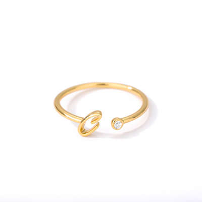 DaniEmCo CZ INITIAL RINGS | Personalized Letter Collection | Gold Plated Stainless Steel