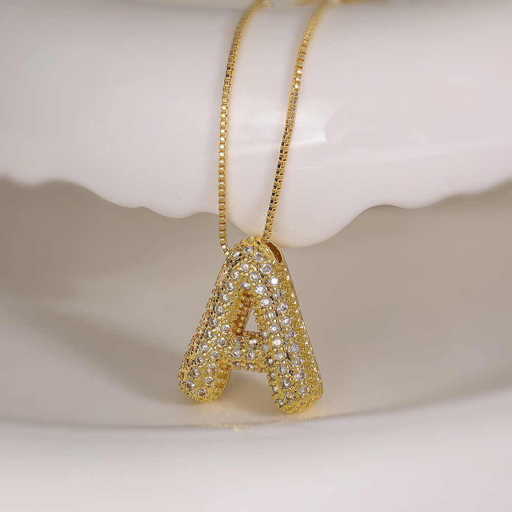 DaniEmCo JEWEL Bubble Initial Necklace | 18K Gold Plating